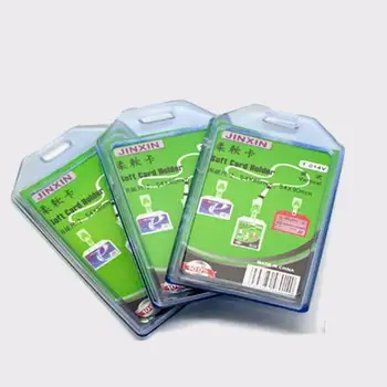 

500 pcs/lot Vertical Plastic ID Card Badge Holder Clear Exhibition ID Name Card Holders Office Supplies