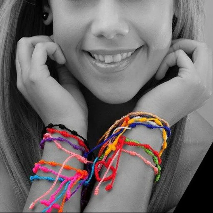 

Fashion One Handmade Lucky Cord Braid Rope Knotted Rosary Bracelets Nylon String Cross Friendship Bracelets Wristband MB04