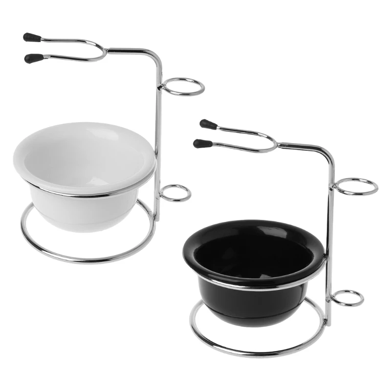 

2in1 Stainless Steel Shaving Stand Brush Razor Holder ABS Acrylic Bowl Shaving Care Make Up