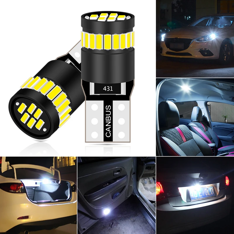 

TUINCYN 2pcs W5W T10 LED Canbus Bulb 194 168 Car Clearance Parking Lights Auto Interior Reading Trunk Lamp White for Peugeot 206