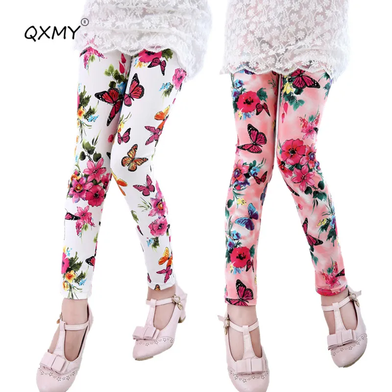 

Spring Autumn Leggings For Girls Leggings Flower Elastic Pants School Kids Baby Trousers 8 9 10 Years