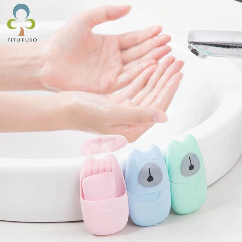 

1 Box=50Pcs Convenient Washing Hand Bath Soap flakes Travel portable Scented Slice Sheets Foaming Box Paper Tools GYH