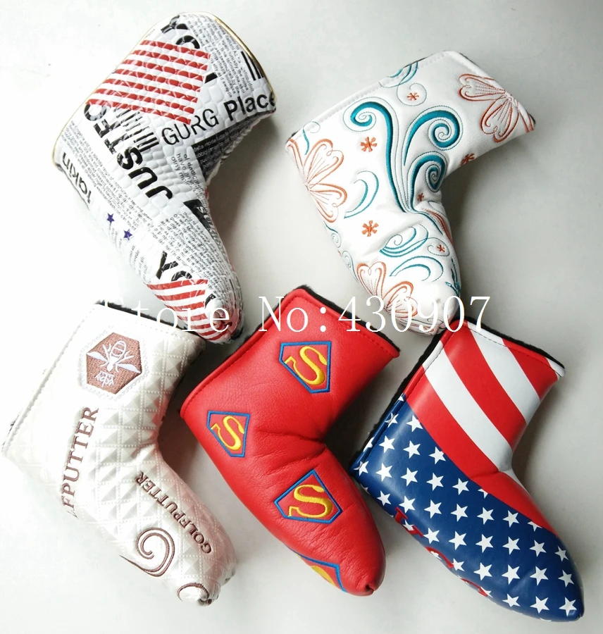 

High Quality 1pc Golf Blade Putter Covers For Golf Scotty Cameron Putter USA Flag Red Super Bees Embroidery Headcover