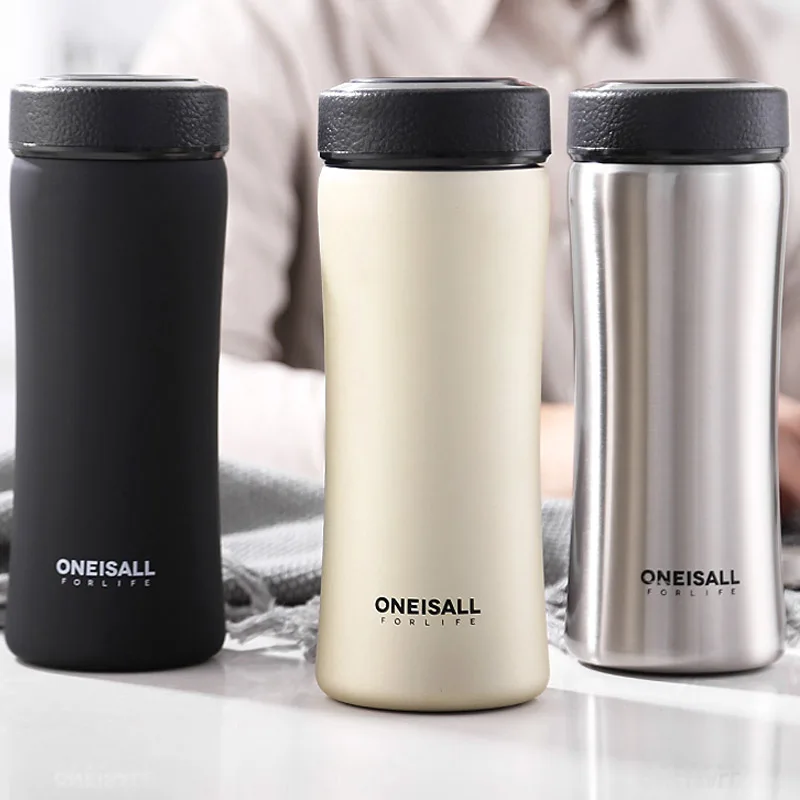 

ONE Stainless Steel Office Cup 500ml Vacuum Flask With Filter Thermoses For Tea Car Use Business Thermos Bottle Lover S-shape