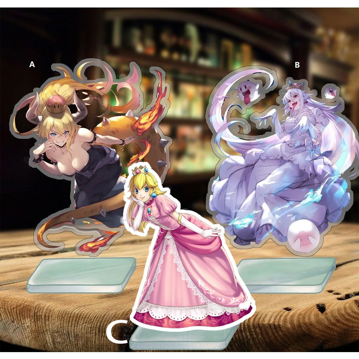

Bowsette Princess Bowser BooKing Magic Peach Acrylic Stand Figure Display 15cm