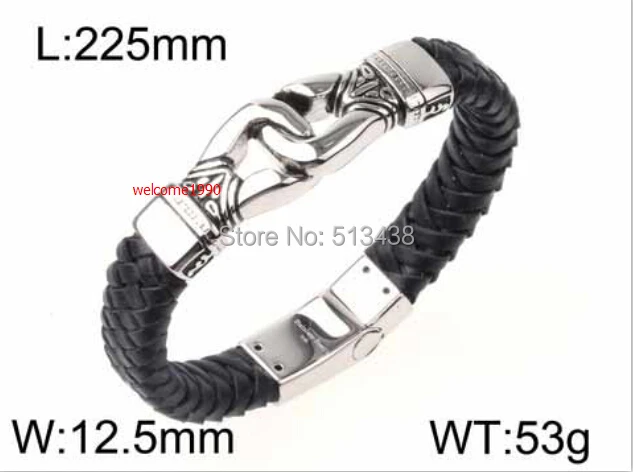 Модные подарки ювелирные изделия черные браслеты из натуральной кожи браслет из цепочки 8,8'
