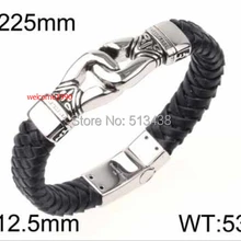 Модные подарки ювелирные изделия черные браслеты из натуральной кожи браслет из цепочки 8,8'