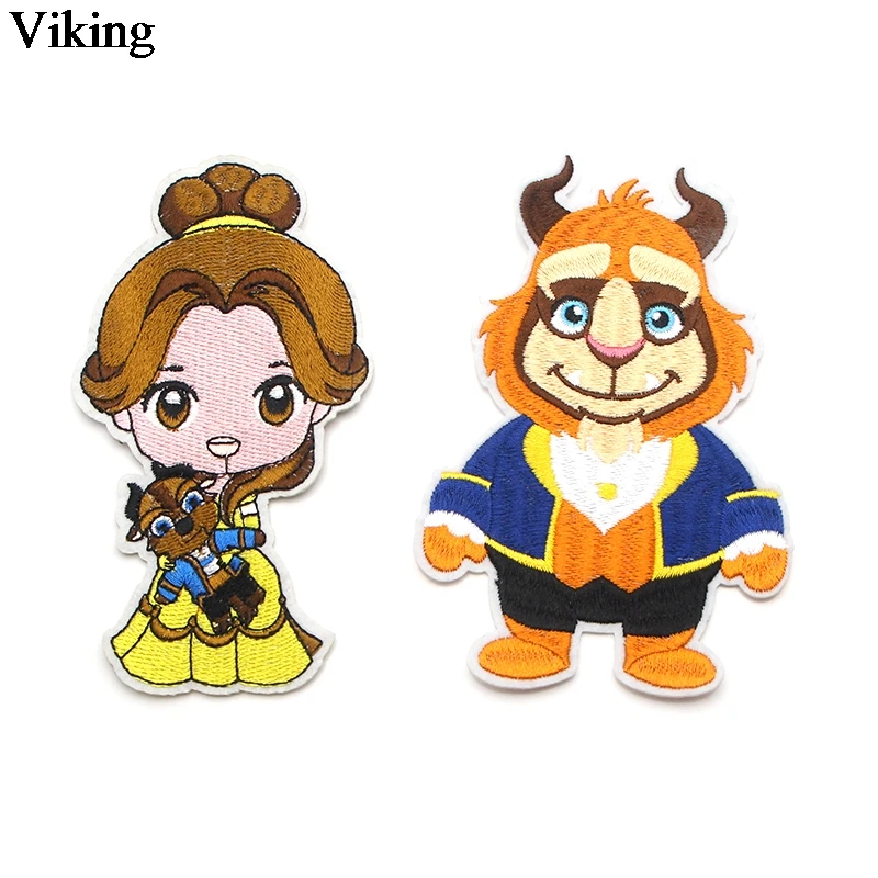 

Beauty and the Beast Funny Iron On Embroidery Patch Clothes Patches For Clothing Stickers Garment Diy Bag Accessories G0024