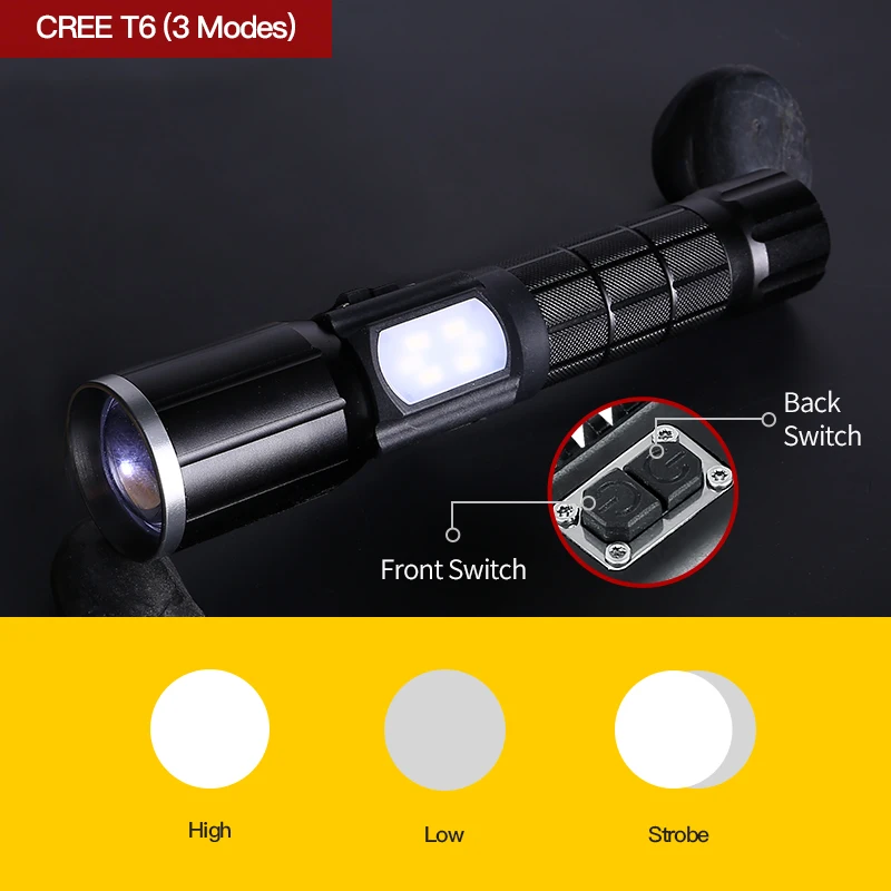 LED Rechargeable Aluminum Zoom Flashlight YGAE CREE T6 Linterna Torch USB 18650 Outdoor Camping Powerful Tactical Led Flashlight
