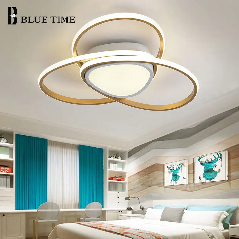 

Curve Golden Finished Home Modern LED Chandeliers Lighting For Bedroom Dining Room Living Room Fashion Acrylic LED Chandeliers