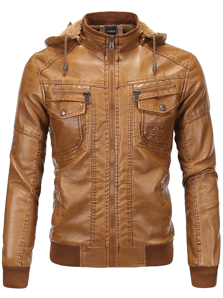 Искусственная кожа куртка Для мужчин пальто 5XL бренд Высокое качество PU верхняя одежда Для мужчин Бизнес зима искусственного меха мужской пиджак флис