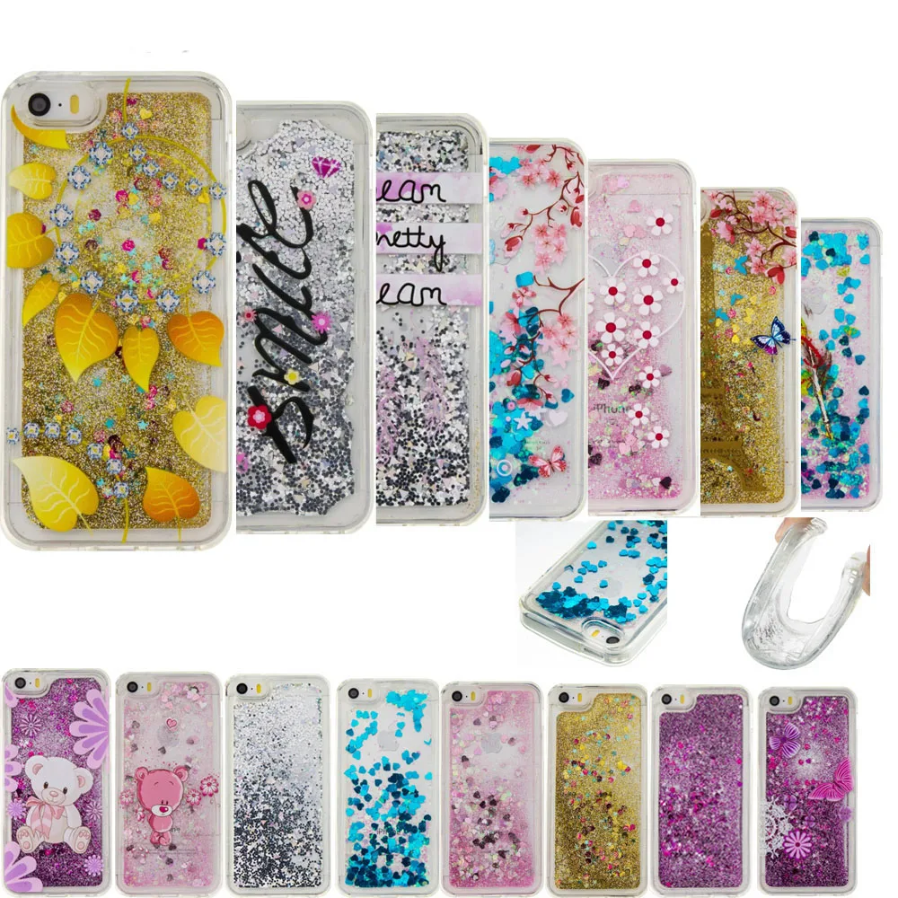 

Creative Printed Design Dynamic Liquid Floating Quicksand Bling Glitter Soft TPU Back Cover for iPhone 4 5S SE 6 6S 7 7 Plus 6