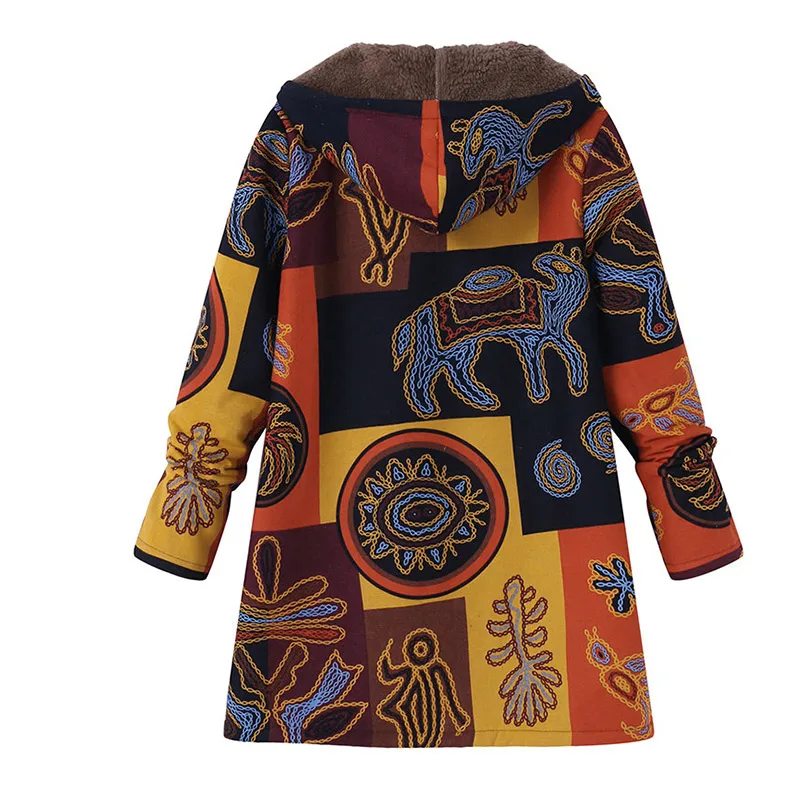 Зимняя куртка с капюшоном размера плюс 5XL, женский кардиган в винтажном стиле из хлопка и льна, утепленные кардиганы с принтом, женское осеннее пальто