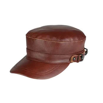 

Leather Cap Men Women Recreational Cowhide Visor Hat Male Female Warm Fashion Flat Top Caps Youth High Quality Hats H6991