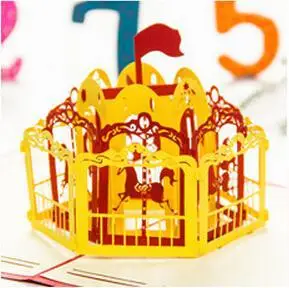 Новое поступление 3D Поздравительные открытки Merry Go Round для Дня святого Валентина