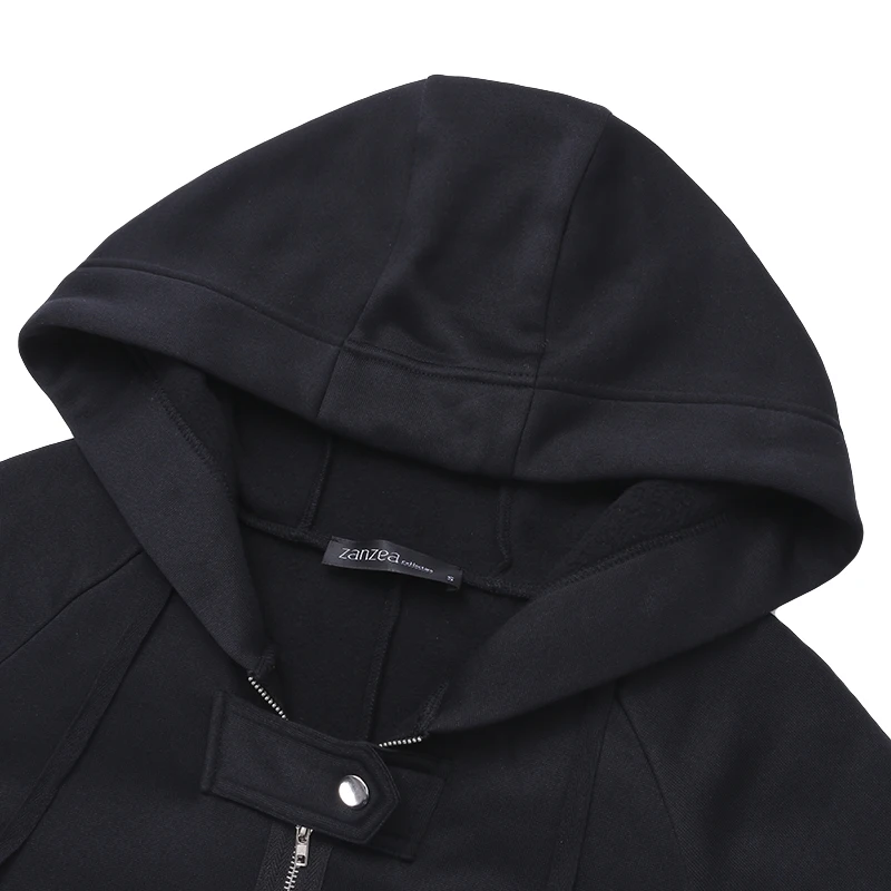 5XL Женская толстовка с капюшоном платье ZANZEA осеннее пальто женские повседневные толстовки с длинным рукавом на молнии с пряжкой Длинный топ большого размера