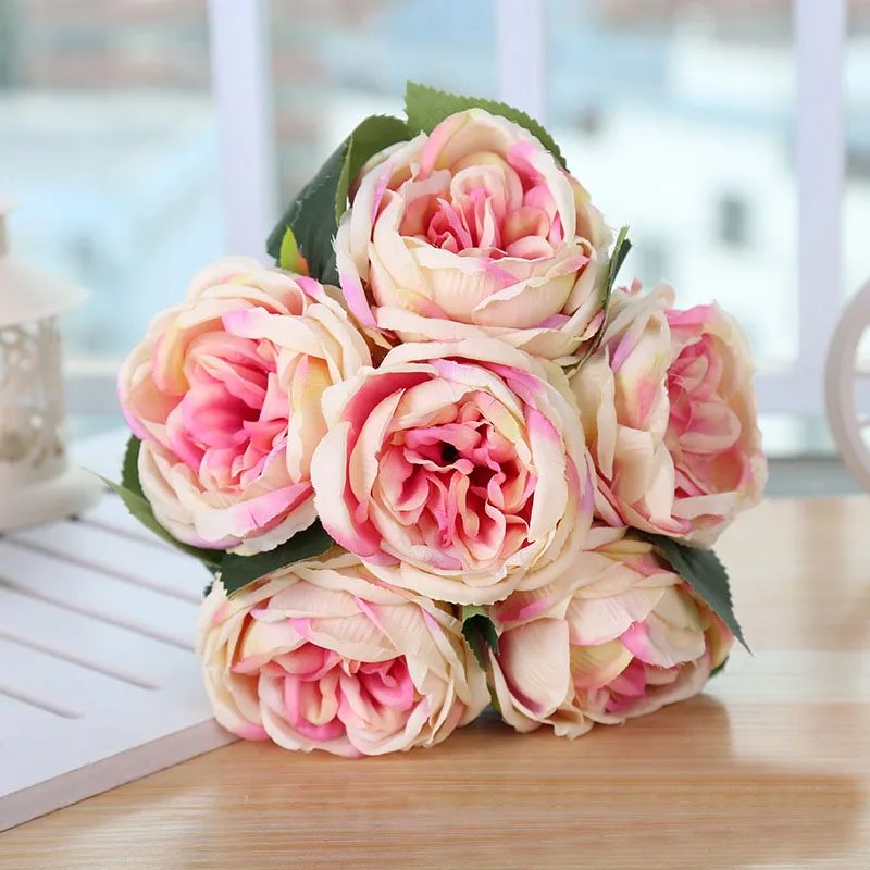 pink rose flower artifical peony wedding flower 