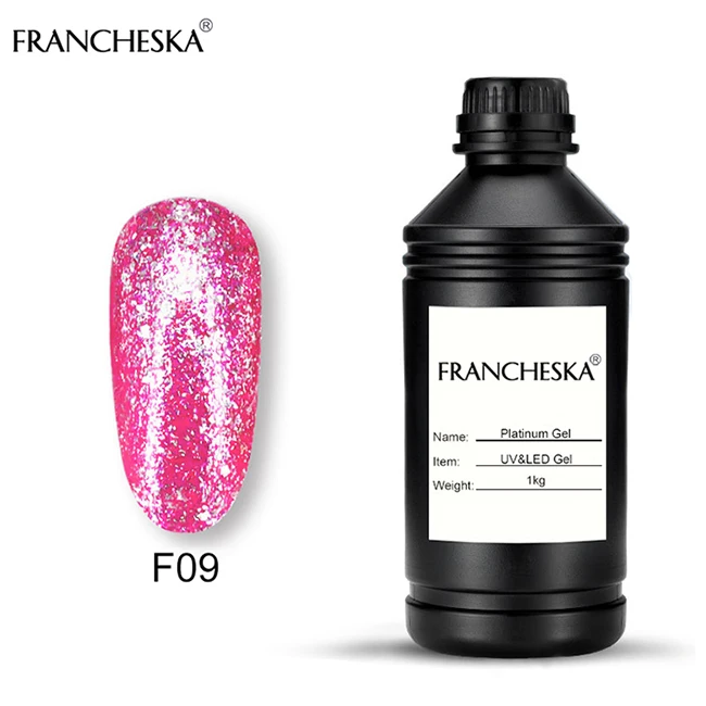 1kg platinum gel F09 Franceska oje 1 кг лак для ногтей алмазный Платиновый гель lakiery hybrydowe vernis Полупостоянный УФ замачиваемый гель лак для ногтей unha - Цвет: 1kg platinum gel F09