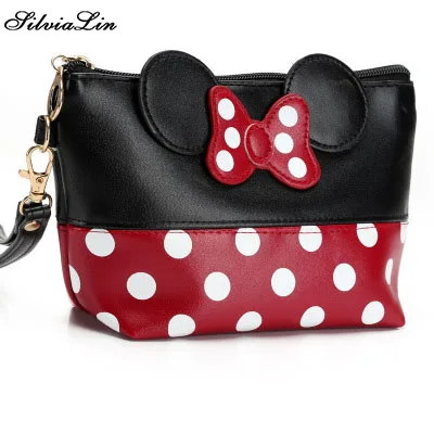 

Travel Cosmetic Bag Cartoon Bow Makeup Case Women Zipper Hand Holding Make Up Handbag Organizer Storage Pouch Toiletry Wash Bags