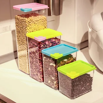 

High Quality Plastic Kitchen Sealed Can Storage Box Whole Grain Condiment Storage Tank Home Organization Accessories Containers