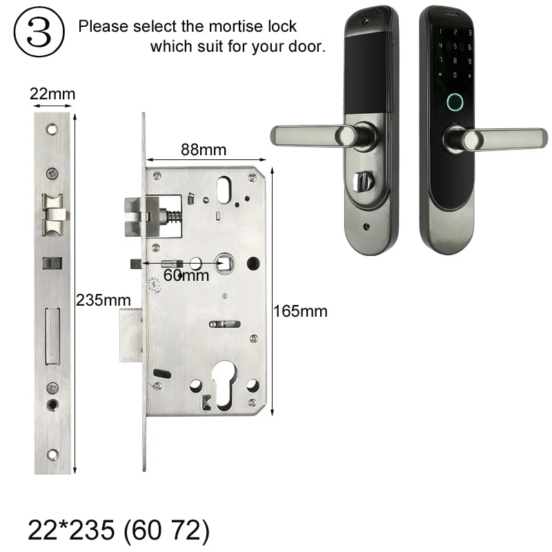 RAYKUBE электронный дверной замок с Биометрическим отпечатком пальца/Bluetooth/цифровой/13,56 МГц IC карта разблокировка без ключа врезной замок - Цвет: Size 3