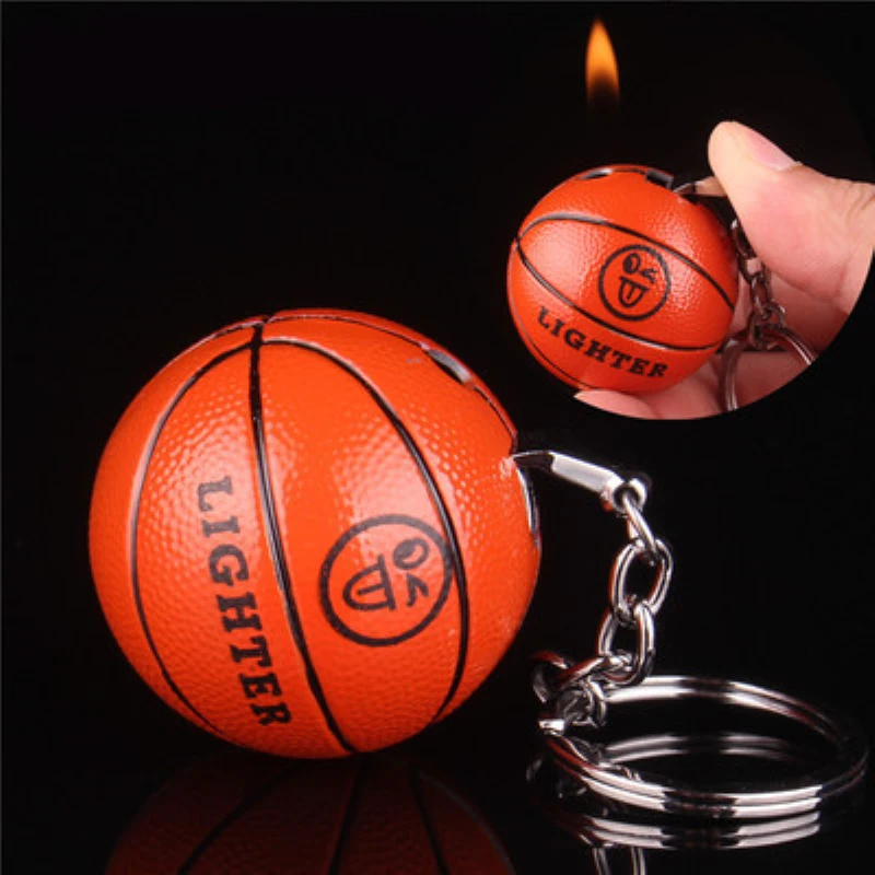 

Novelty Mini Metal Lighter Basketball Model Refillable Butane Gas Cigarette Lighters Portable Key Chain Pendant Gift For Smokers