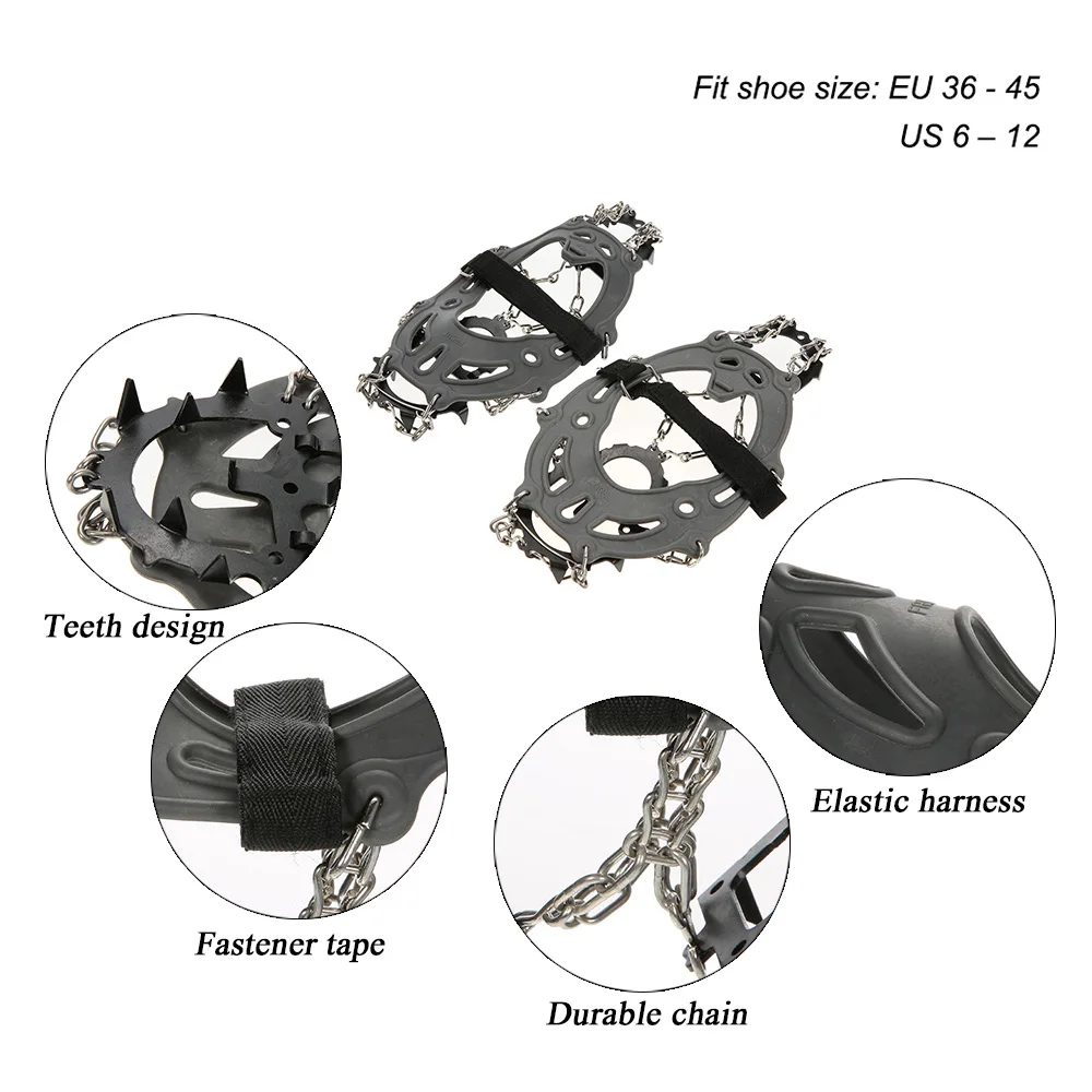 2 шт. 14-Teeth 2 цвета спортивные противоскользящие ледяные Захваты бутсы для ботинок шипы цепи шипы снега для пешего туризма альпинизма