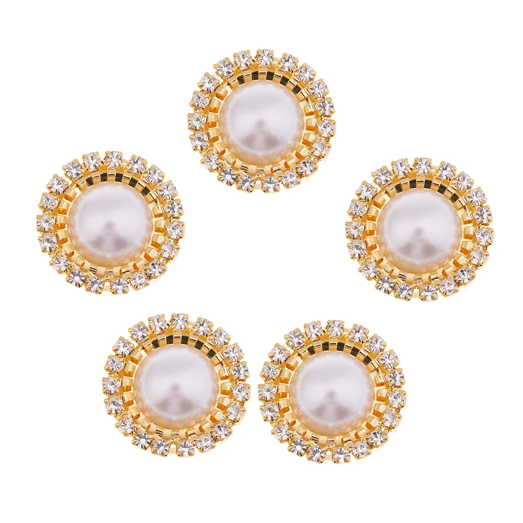 5/10 Pieces Rhinestone Pearl Button Flatback Cabochon Charms Jewelry Making Accessories for Wedding Party Decoration