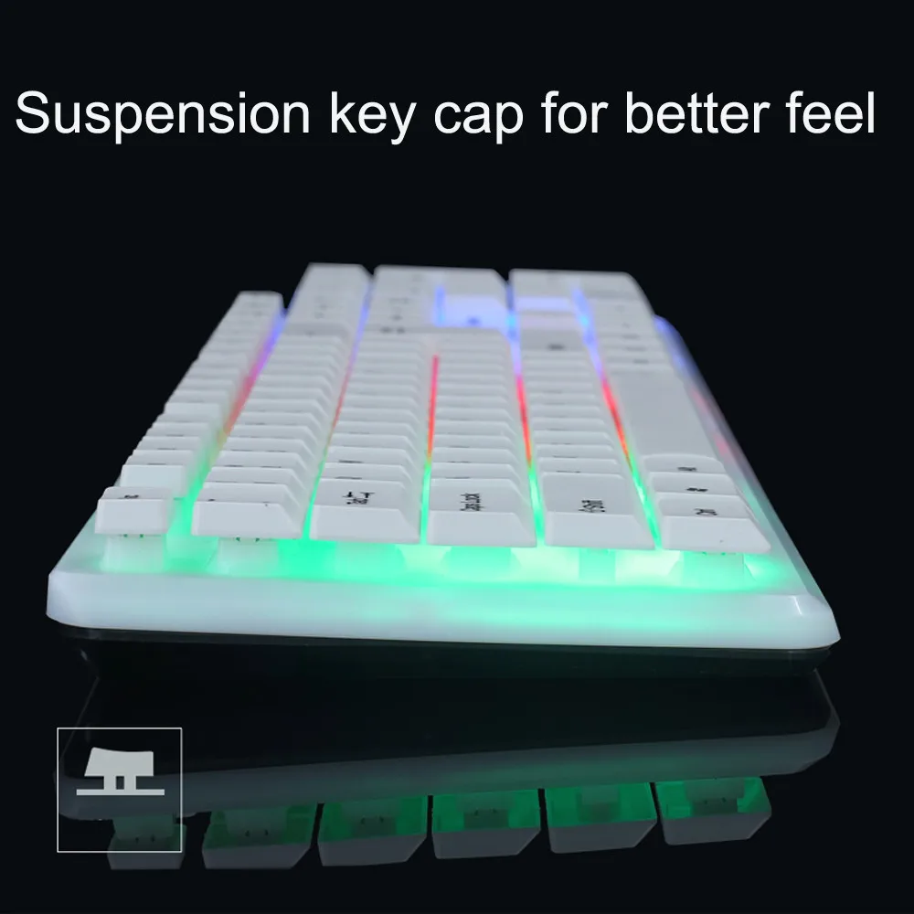 2019 Новый горячий T11 красочные светодиодный с подсветкой USB проводной PC Радуга Gaming Keyboard 104 ключей Мышь комплект 3D колеса 1600 Точек на дюйм