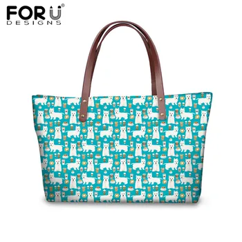 

FORUDESIGNS Women Bag West Highland Terrier Dog Printing Handbag Luxury Shoulder Bags and Leather Purse Casual Sac a Main Femme