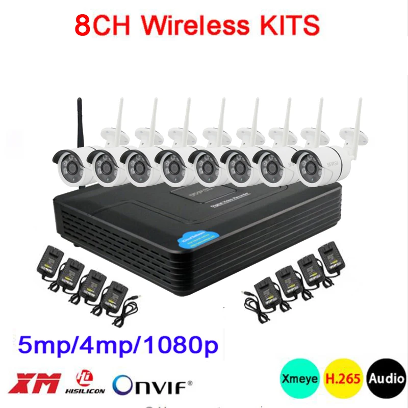 

5mp/4mp/1080p Six Array Infrared ICsee APP Waterproof Audio H.265+25fps 8CH 8Channel WIFI Wireless IP Camera kits Free Shipping