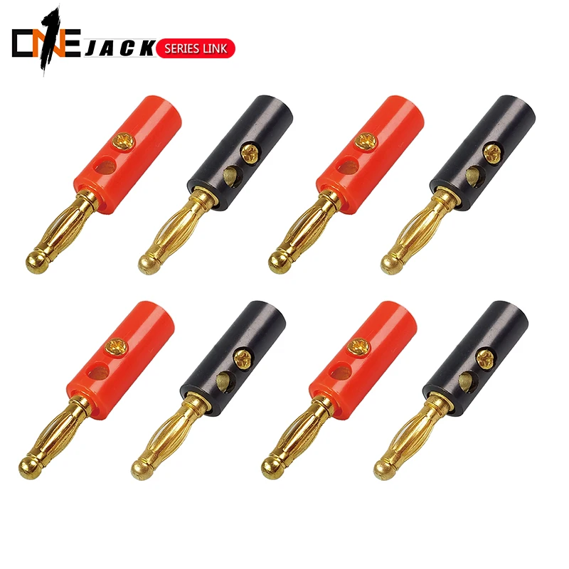 

High quality 4mm Banana Plug connector GoldPlated Red&Black Length 4mm Solderless Side Stackable Banana Plug Audio Speaker Screw