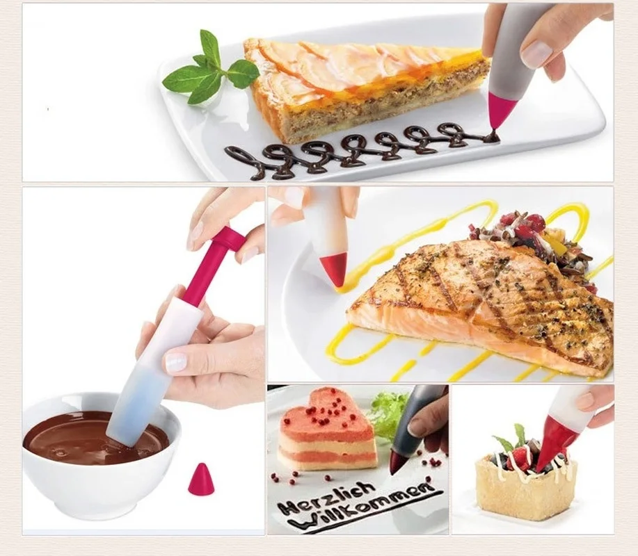 

Silicone Food Writing Pen Chocolate Decorating Tools Cake Mold Cream Cup,cookie Icing Piping Pastry Nozzles Kitchen Accessories