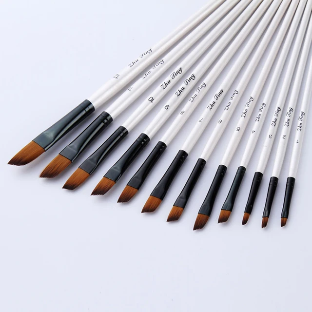 12-Piece Nylon Hair Paint Brush Set 3