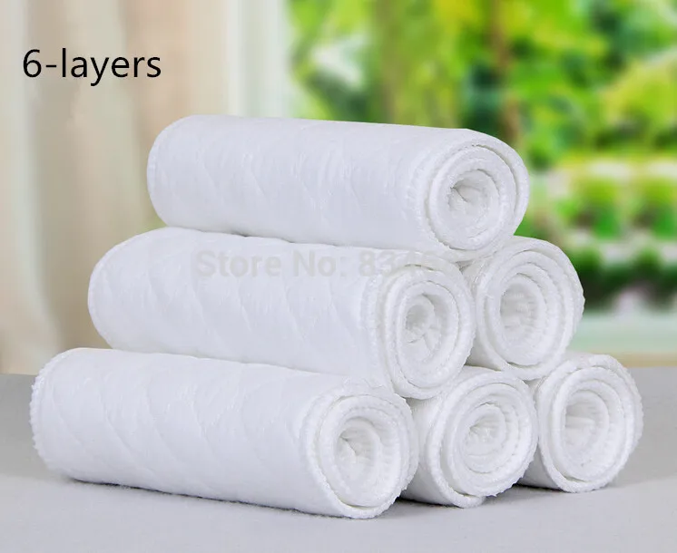

Free Shipping Washable Reusable Nappy Inserts, Cloth Diaper Inserts, 6 Layers, 10 pcs White Nappy Inserts, Thicker Than 3 Layers
