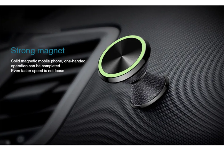 Universal Glowing Magnetic Car Phone Holder 360 Rotation GPS Leather Mini Mobile Phone Car Holder Stand For iphone X Samsung S9 (4)
