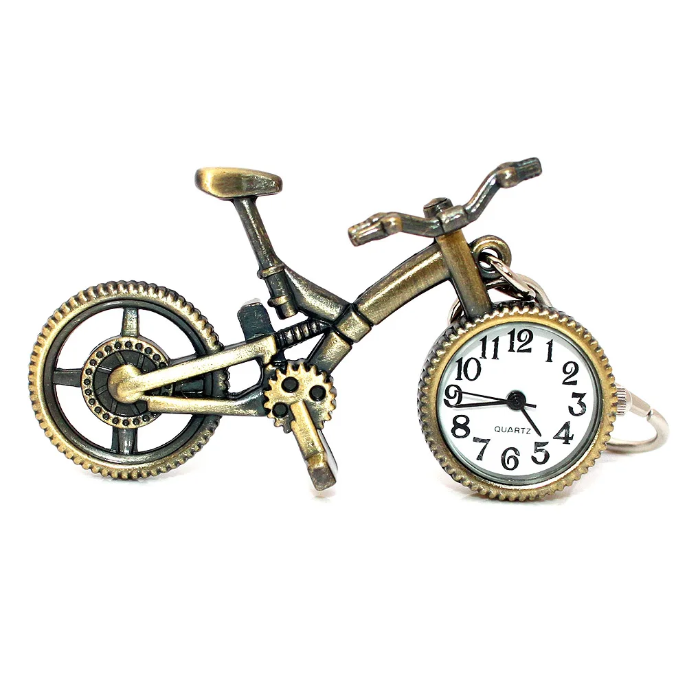 

Children Unique Retro Quartz Bike Bicycle Design Pocket Watch Keychain Key Ring Trinket car key ring car key ring For Women Men