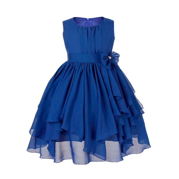 Navy Blue TiaoBug/Необычные Шифоновые Платья с цветочным узором для девочек; детское праздничное бальное платье принцессы с бантом и поясом; вечерние платья для первого причастия - Цвет: Navy Blue