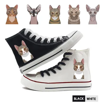 

New Summer Autumn Shoes Cute Ca't Printing Shoes Cartoon high heel double-layer canvas college Customized fashion A194112