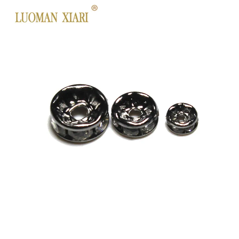 Wholesale 100 Pcs AAA 4/5/6/8 mm Copper Wheels Spacers Beads Golden Silver Black Nickel Rhinestone Beads For Jewelry Making DIY