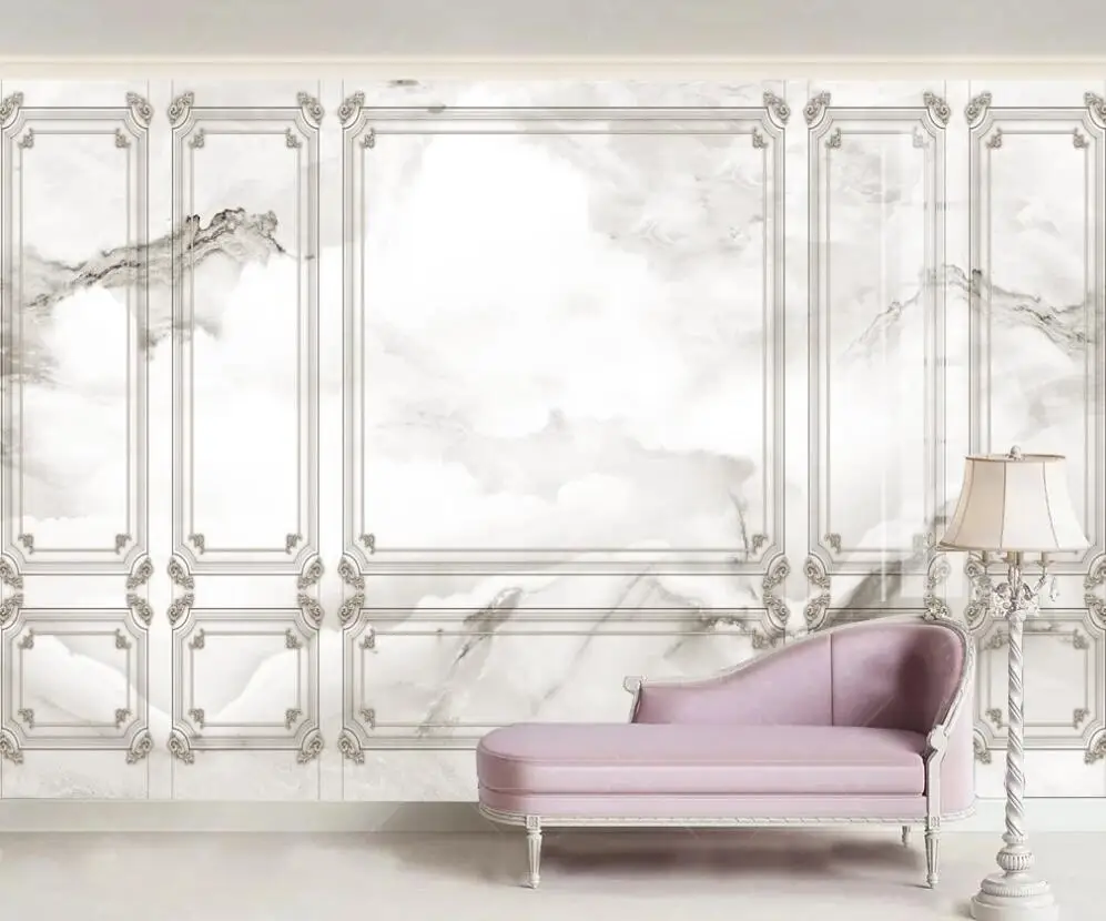 

Custom 3D mural wallpaper light luxury European fresh line background wall gold line decorative painting