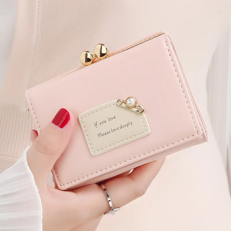 Women wallets Leather Small Brand Mini Women pearl Wallets Purses Female Short Coin Zipper Purse floral Credit Card Holder 422