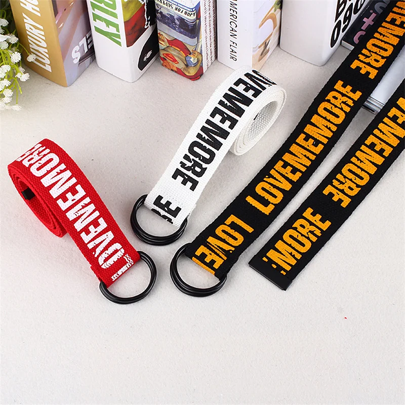 

Fashion Popular Personality Belts for Women&men Letter LOVEMEMORE Young Student High Quality Big Size Canvas Belts 2019