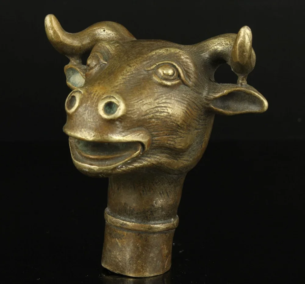 Chinese Old Brass Handwork Collectible Mermaid Vintage Walking Stick Head Statue Chinese Old Brass Handwork Collectible Mermaid Vintage Walking Stick Head Statue