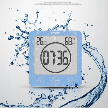 

New Arrival Bathroom Clock Waterproof Temperature Humidity Indoor Digital Self Adhesive Wall Clock