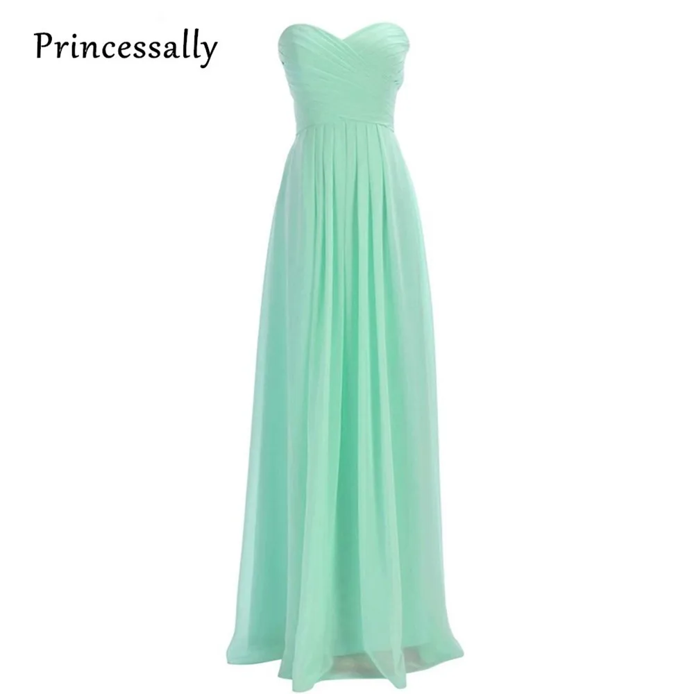 Mint Green Bridesmaid Dresses Long Sweetheart Chiffon Wedding Party