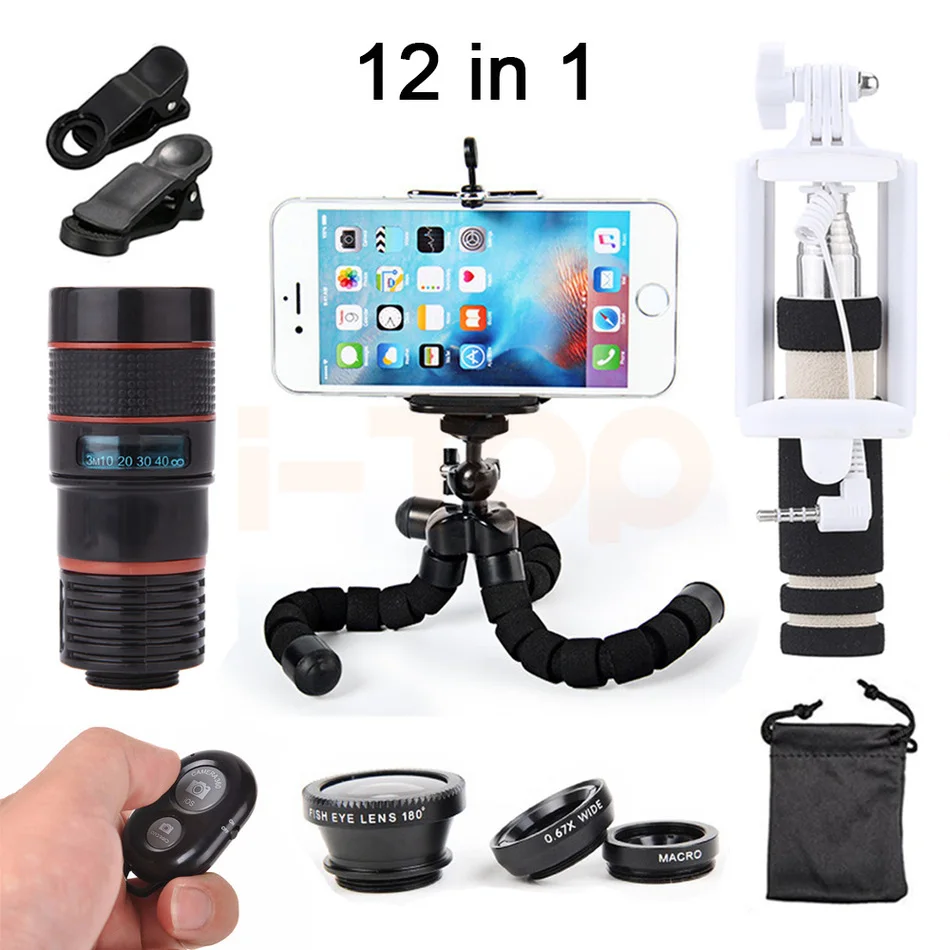 imágenes para Nueva Lente de Zumbido 8X Telescopio Teleobjetivo Fisheye Lente Gran Angular Macro Lentes De Microscopio Para Smartphone Con Clips de Trípode Monopie imágenes para Nueva Lente de Zumbido 8X Telescopio Teleobjetivo Fisheye Lente Gran Angular Macro Lentes De Microscopio Para Smartphone Con Clips de Trípode Monopie