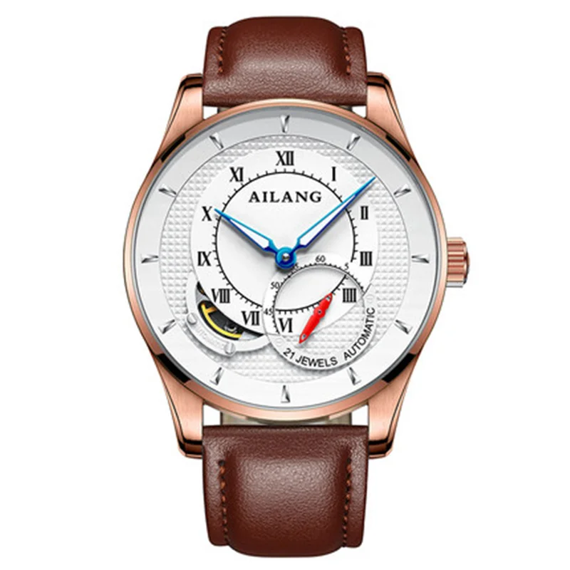

AILANG 2019 Mens Watches Top Brand Luxury Business Men Mechanical Watches Black Leather Automatic Male Clock Relogio Masculino