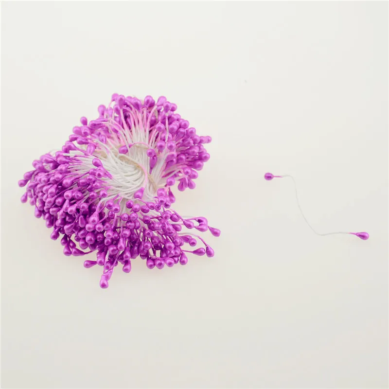 300 шт разноцветная жемчужная тычинка сахар ручной работы искусственный цветок для свадебного украшения DIY 3 мм Stamen Pistil цветочный - Цвет: Розово-красный