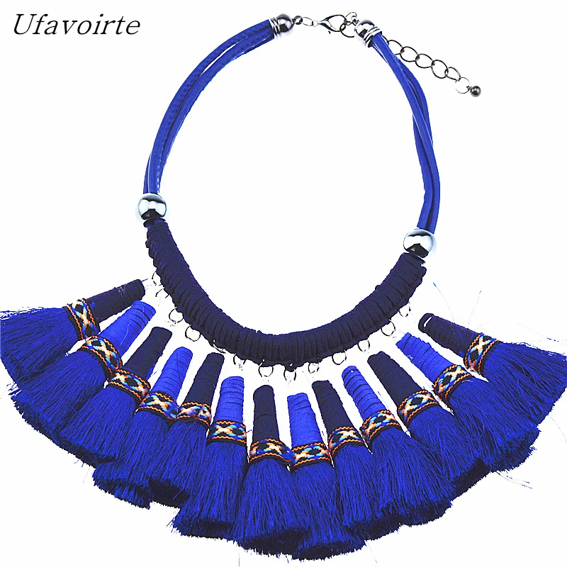 Ufavoirte бренд дизайн Преувеличение кисточка ручной работы цвет пляж себе цепочки и ожерелья для женщин воротник очарование